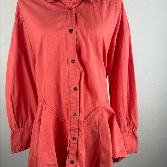 Free‎ People We The Free Freya poplin tunic size S in coral bright relaxed fit. - Picture 3 of 13